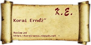 Korai Ernő névjegykártya